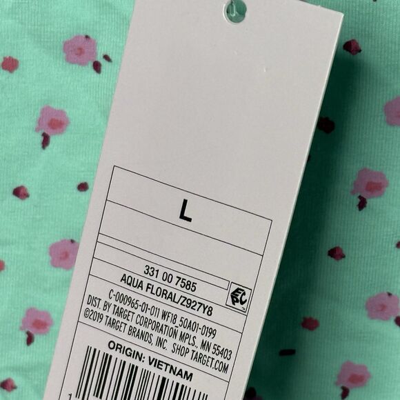 Wild Fable Aqua Mint & Pink Floral Spaghetti Strap Cheeky Bodysuit Size L New! - Picture 7 of 9